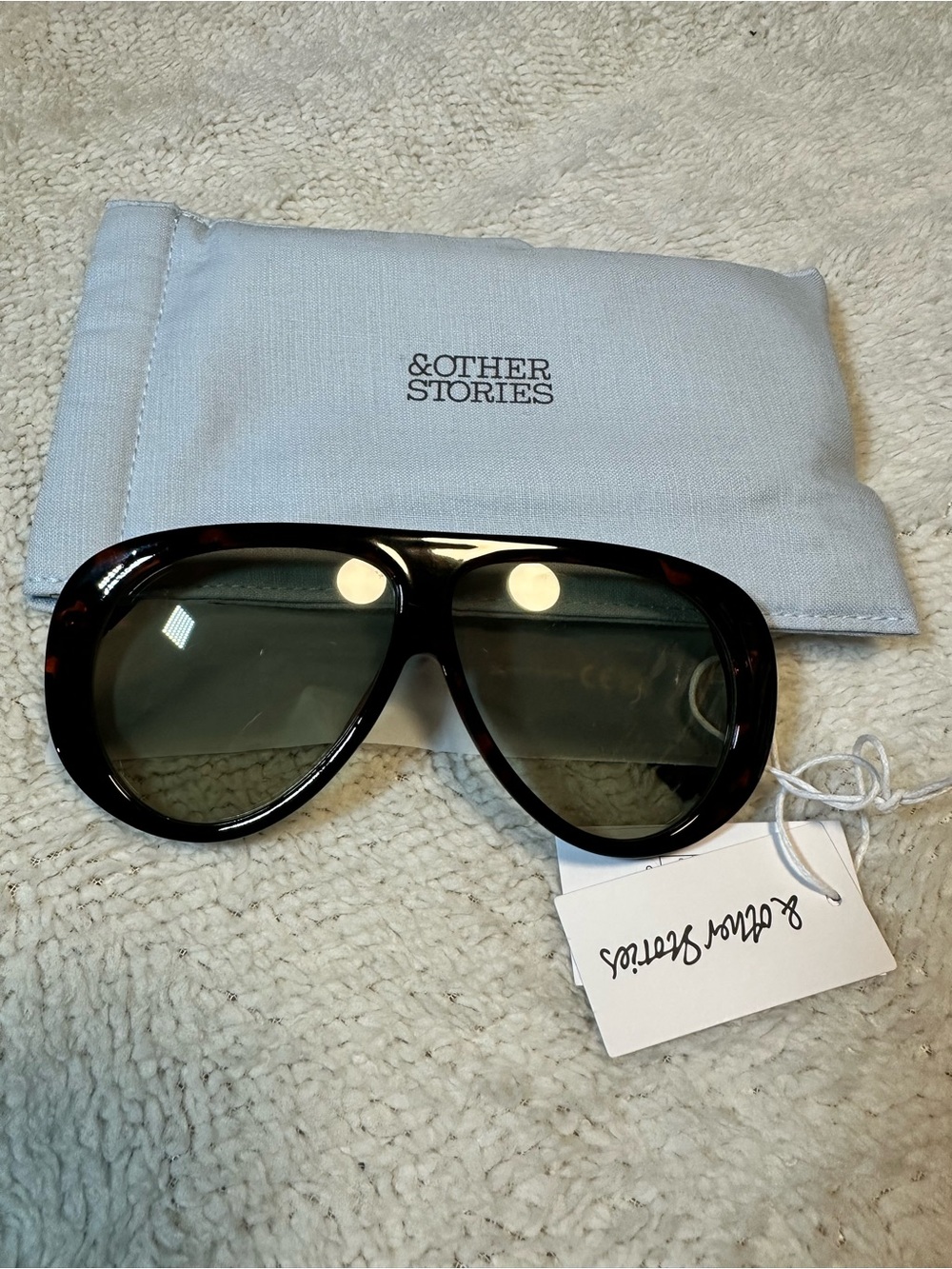 & Other Stories Tortoiseshell Shield Sunglasses with Green Lenses